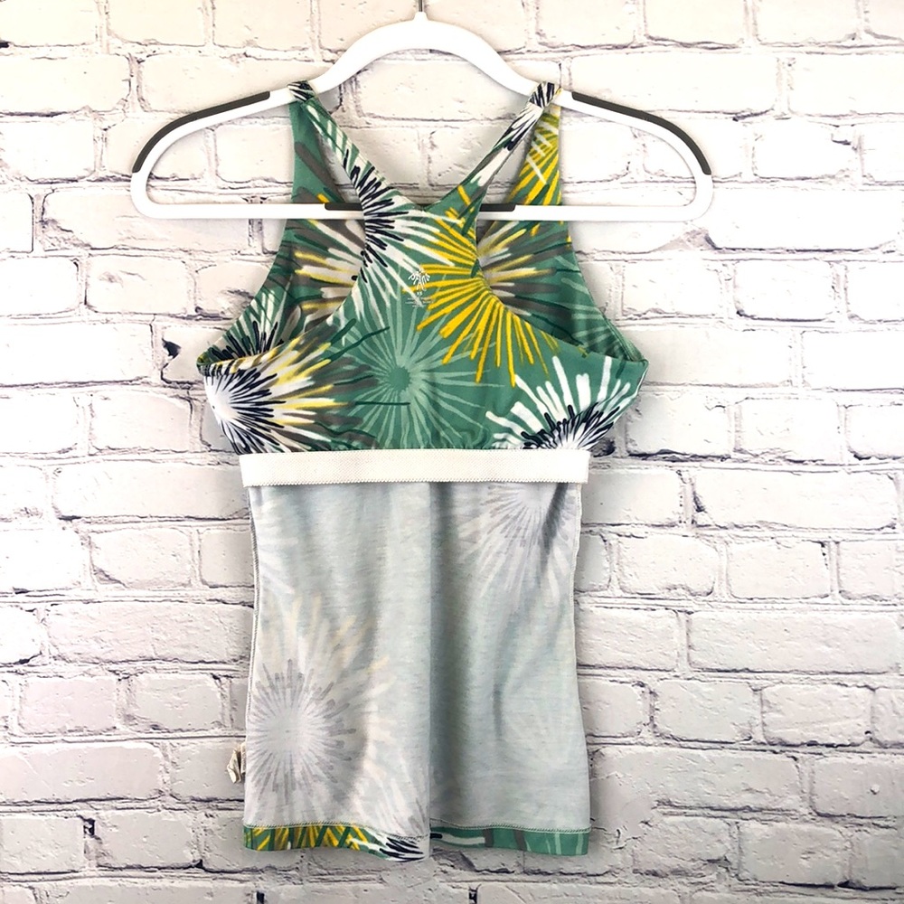 prAna ‘Sabin’ Racer Back Tank Top Green/Yellow Starburst Sz XS - Picture 11 of 12